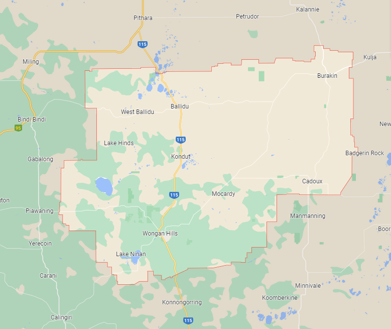 Map of Shire of Wongan-Ballidu